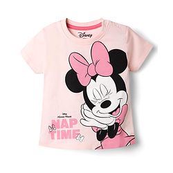 Babyhug Disney Single Jersey Knit Half Sleeves T-Shirt & Shorts Night Suit with Minnie Mouse Print - Pink