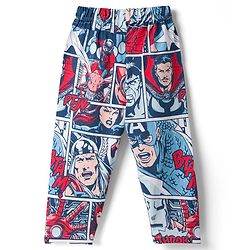 Babyhug Marvel Single Jersey Knit Full Sleeves T-Shirt & Pyjama Night-Suit With Avengers Graphics - Blue