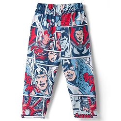 Babyhug Marvel Single Jersey Knit Full Sleeves T-Shirt & Pyjama Night-Suit With Avengers Graphics - Blue