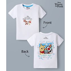 Babyhug Disney Single Jersey Knit Half T-Shirt With Front & Back Winnie The Pooh Graphic - White
