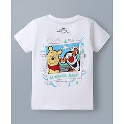 Babyhug Disney Single Jersey Knit Half T-Shirt With Front & Back Winnie The Pooh Graphic - White