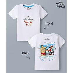 Babyhug Disney Single Jersey Knit Half T-Shirt With Front & Back Winnie The Pooh Graphic - White