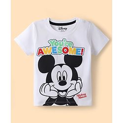 Babyhug Disney Single Jersey Knit Half Sleeves T-Shirt & Shorts Set With Mickey Mouse Graphics - Multicolor