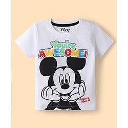 Babyhug Disney Single Jersey Knit Half Sleeves T-Shirt & Shorts Set With Mickey Mouse Graphics - Multicolor