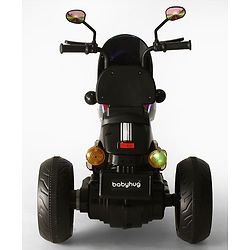 Babyhug Three Wheel Battery Operated Ride On Bike with Music & Lights - Black Red| Foot Pedal Accelerator| Forward & Reverse Drive| Rechargeable Battery| 2 to 6 Years| Aux Music| easy to Assemble