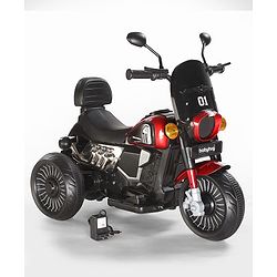 Babyhug Three Wheel Battery Operated Ride On Bike with Music & Lights - Black Red| Foot Pedal Accelerator| Forward & Reverse Drive| Rechargeable Battery| 2 to 6 Years| Aux Music| easy to Assemble
