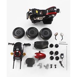 Babyhug Three Wheel Battery Operated Ride On Bike with Music & Lights - Black Red| Foot Pedal Accelerator| Forward & Reverse Drive| Rechargeable Battery| 2 to 6 Years| Aux Music| easy to Assemble