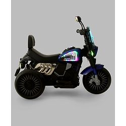 Babyhug Three Wheel Battery Operated Ride On Bike with Music & Lights - Black Red| Foot Pedal Accelerator| Forward & Reverse Drive| Rechargeable Battery| 2 to 6 Years| Aux Music| easy to Assemble