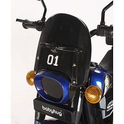 Babyhug Three Wheel Battery Operated Ride On Bike with Music & Lights - Black Red| Foot Pedal Accelerator| Forward & Reverse Drive| Rechargeable Battery| 2 to 6 Years| Aux Music| easy to Assemble