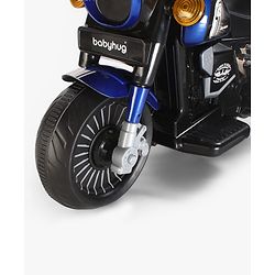 Babyhug Three Wheel Battery Operated Ride On Bike with Music & Lights - Black Red| Foot Pedal Accelerator| Forward & Reverse Drive| Rechargeable Battery| 2 to 6 Years| Aux Music| easy to Assemble