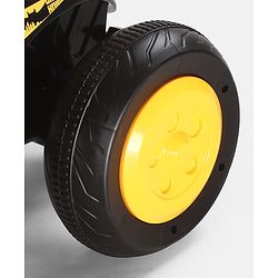 Babyhug Three Wheel Battery Operated Ride On Bike with Music & Lights - Black Yellow| Foot Pedal Accelerator| Forward & Reverse Drive| Rechargeable Battery| 2 to 6 Years| Aux Music| easy to Assemble