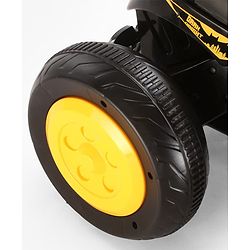 Babyhug Three Wheel Battery Operated Ride On Bike with Music & Lights - Black Yellow| Foot Pedal Accelerator| Forward & Reverse Drive| Rechargeable Battery| 2 to 6 Years| Aux Music| easy to Assemble