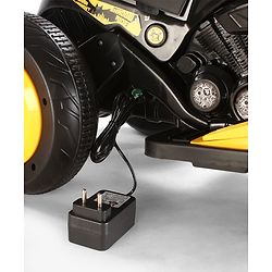 Babyhug Three Wheel Battery Operated Ride On Bike with Music & Lights - Black Yellow| Foot Pedal Accelerator| Forward & Reverse Drive| Rechargeable Battery| 2 to 6 Years| Aux Music| easy to Assemble