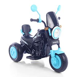 Babyhug Three Wheel Battery Operated Ride On Bike with Music & Lights - Black Yellow| Foot Pedal Accelerator| Forward & Reverse Drive| Rechargeable Battery| 2 to 6 Years| Aux Music| easy to Assemble