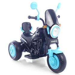 Babyhug Three Wheel Battery Operated Ride On Bike with Music & Lights - Black Yellow| Foot Pedal Accelerator| Forward & Reverse Drive| Rechargeable Battery| 2 to 6 Years| Aux Music| easy to Assemble