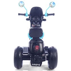 Babyhug Three Wheel Battery Operated Ride On Bike with Music & Lights - Black Yellow| Foot Pedal Accelerator| Forward & Reverse Drive| Rechargeable Battery| 2 to 6 Years| Aux Music| easy to Assemble