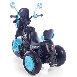 Babyhug Three Wheel Battery Operated Ride On Bike with Music & Lights - Black Yellow| Foot Pedal Accelerator| Forward & Reverse Drive| Rechargeable Battery| 2 to 6 Years| Aux Music| easy to Assemble