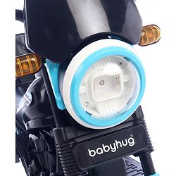 Babyhug Three Wheel Battery Operated Ride On Bike with Music & Lights - Black Yellow| Foot Pedal Accelerator| Forward & Reverse Drive| Rechargeable Battery| 2 to 6 Years| Aux Music| easy to Assemble