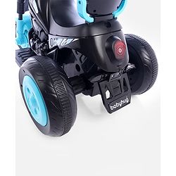 Babyhug Three Wheel Battery Operated Ride On Bike with Music & Lights - Black Yellow| Foot Pedal Accelerator| Forward & Reverse Drive| Rechargeable Battery| 2 to 6 Years| Aux Music| easy to Assemble