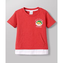 Babyhug Cotton Knit T-Shirt Half Sleeves Structured with Graphics Multi Color 6-9 Months
