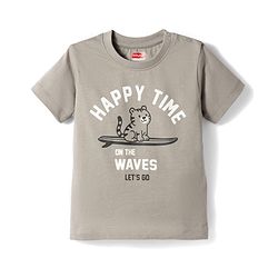 Babyhug Single Jersey Knit Half Sleeves T-Shirt & Shorts Set With Cat Print - Grey & Black