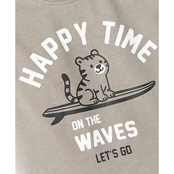 Babyhug Single Jersey Knit Half Sleeves T-Shirt & Shorts Set With Cat Print - Grey & Black