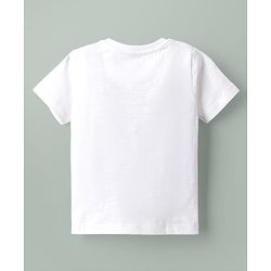 Babyhug Single Jersey Knit Half Sleeves T-Shirt & Shorts Set With Animal Print - White & Olive Green