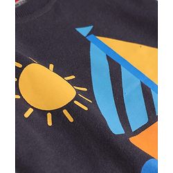 Babyhug Single Jersey Knit Half Sleeves T-Shirt & Shorts Set With Boat Print - Grey