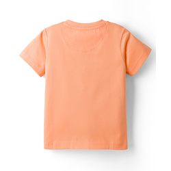 Babyhug Single Jersey Knit Half Sleeves T-Shirt & Shorts Set With Text Print - Peach