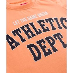 Babyhug Single Jersey Knit Half Sleeves T-Shirt & Shorts Set With Text Print - Peach