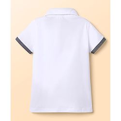 Babyhug Single Jersey Knit Half Sleeves Solid Polo T-Shirt & Shorts Set - White & Grey