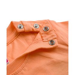 Babyhug Single Jersey Knit Half Sleeves T-Shirt & Denim Shorts Set With Text Print - Peach & Blue