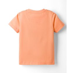 Babyhug Single Jersey Knit Half Sleeves T-Shirt & Denim Shorts Set With Text Print - Peach & Blue