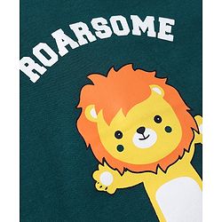 Babyhug Single Jersey Knit Half Sleeves T-Shirt & Shorts Set with Lion Print - Green & White