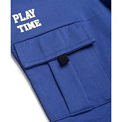 Babyhug 100% Cotton Terry Knit Full Length Text Printed Lounge Pant -Blue