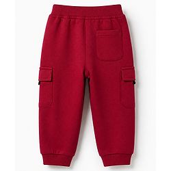 Babyhug Cotton Terry Knit Jogger Fit Full Length Lounge Pants with Best Team 24 Print in Maroon