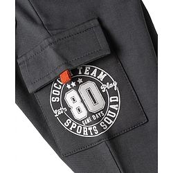 Babyhug 100% Cotton Terry Knit Full Length Text Printed Lounge Pant - Charcoal Grey