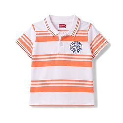 Babyhug Cotton Knit T-Shirt Half Sleeves Striped Polo with Graphics Multi Color 6-9 Months