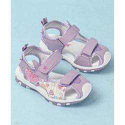 Cute Walk by Babyhug Velcro Closure Sandals with Heart Print - Purple