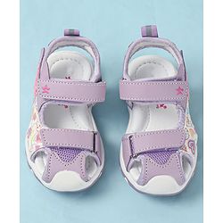 Cute Walk by Babyhug Velcro Closure Sandals with Heart Print - Purple