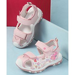 Cute Walk by Babyhug Velcro Closure Sandals with Heart Print - Purple