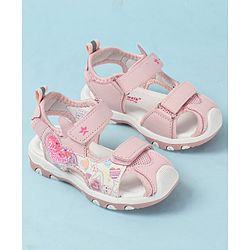Cute Walk by Babyhug Velcro Closure Sandals with Heart Print - Purple