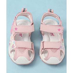 Cute Walk by Babyhug Velcro Closure Sandals with Heart Print - Purple