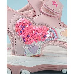 Cute Walk by Babyhug Velcro Closure Sandals with Heart Print - Purple