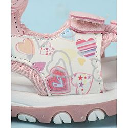 Cute Walk by Babyhug Velcro Closure Sandals with Heart Print - Purple