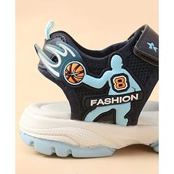 Cute Walk by Babyhug Velcro Closure Sandal With Sports Theme Applique - Navy Blue