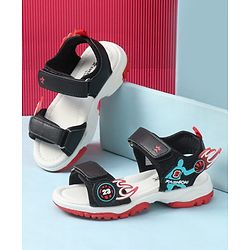 Cute Walk by Babyhug Velcro Closure Sandal With Sports Theme Applique - Navy Blue