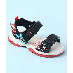 Cute Walk by Babyhug Velcro Closure Sandal With Sports Theme Applique - Navy Blue
