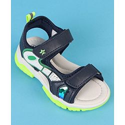 Cute Walk by Babyhug Velcro Closure Solid Sandals - Navy Blue