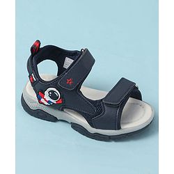 Cute Walk by Babyhug Velcro Closure Sandals with Astronaut Applique - Navy Blue